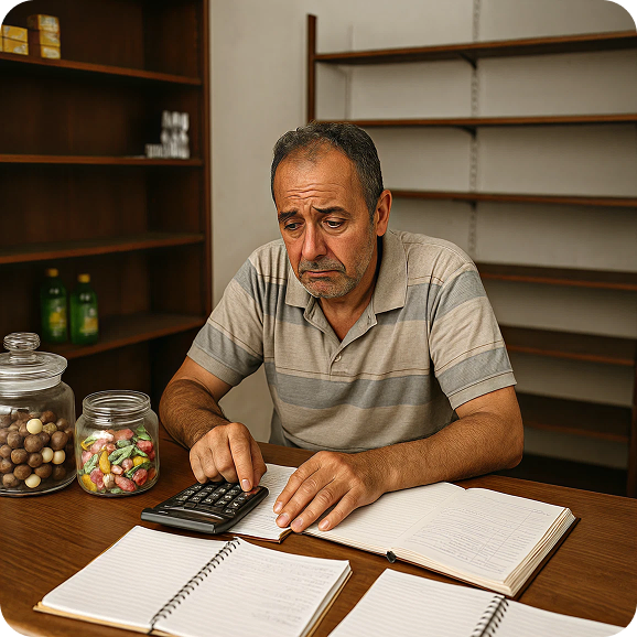 Commerçant stressé